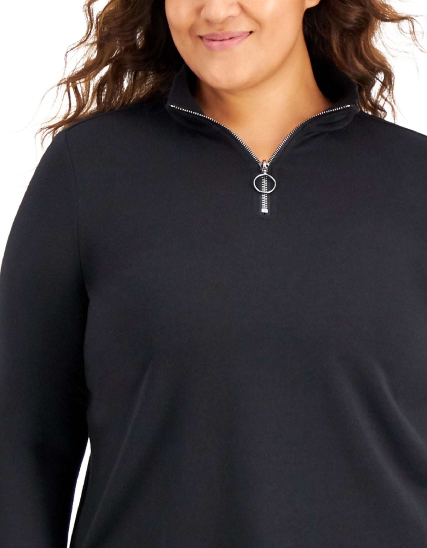 ID Ideology Women's Quarter Zip Sweatshirt Black Size 3X
