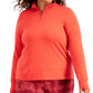 ID Ideology Women's Quarter Zip Sweatshirt Red Size 3X