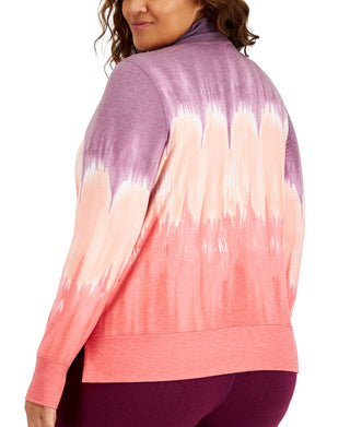 Ideology Women's Coral Stretch Tie Dye Sweatshirt Purple Size 1X