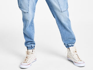 Sun + Stone Men's Encinita Regular Fit Denim Cargo Joggers Blue Size Medium