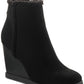Sun + Stone Women's Camillia Wedge Booties Black Size 7M