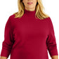 Karen Scott Women's Mock Neck Top Red Size 2X