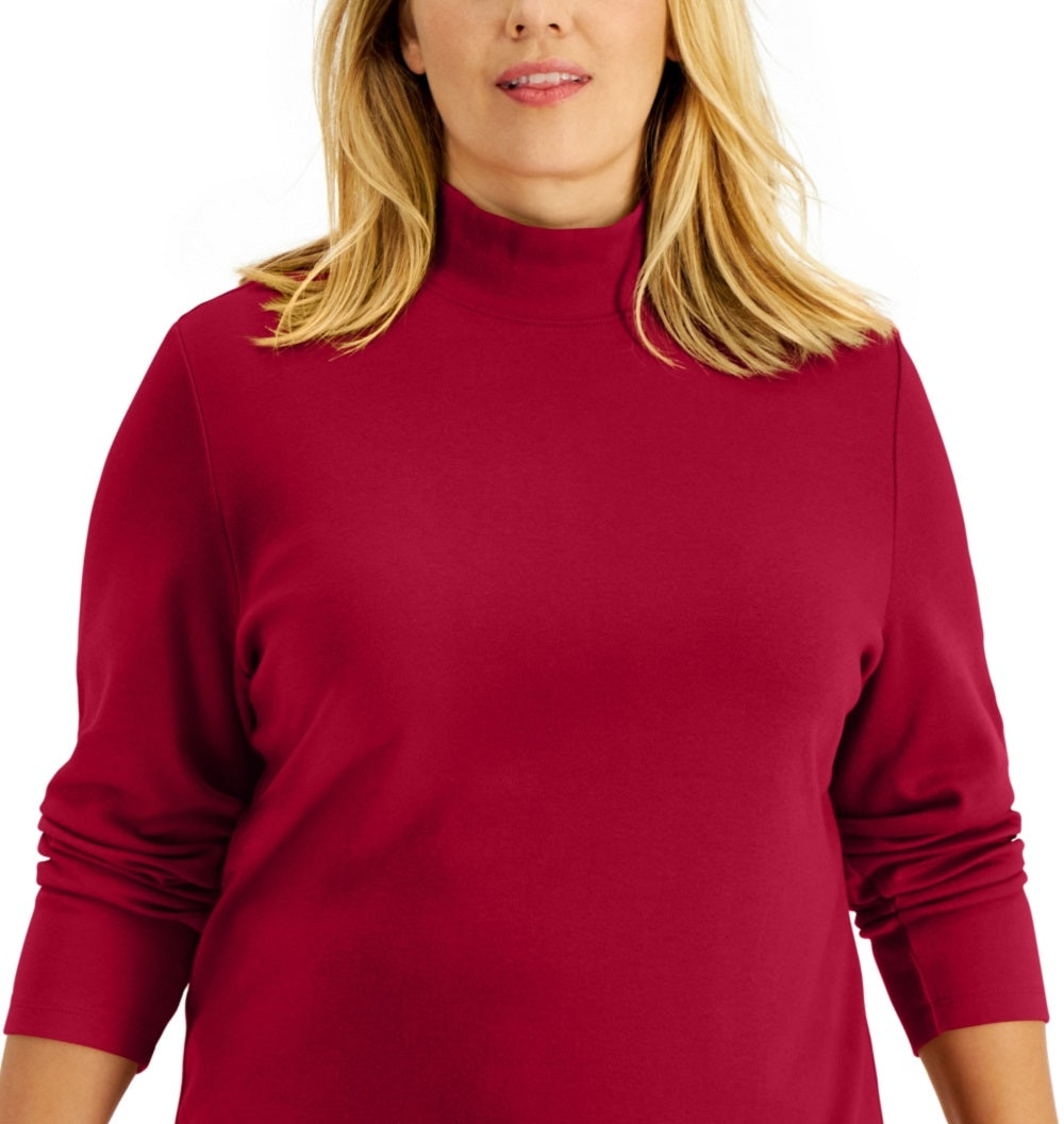Karen Scott Women's Mock Neck Top Red Size 2X