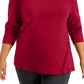 Karen Scott Women's Mock Neck Top Red Size 2X