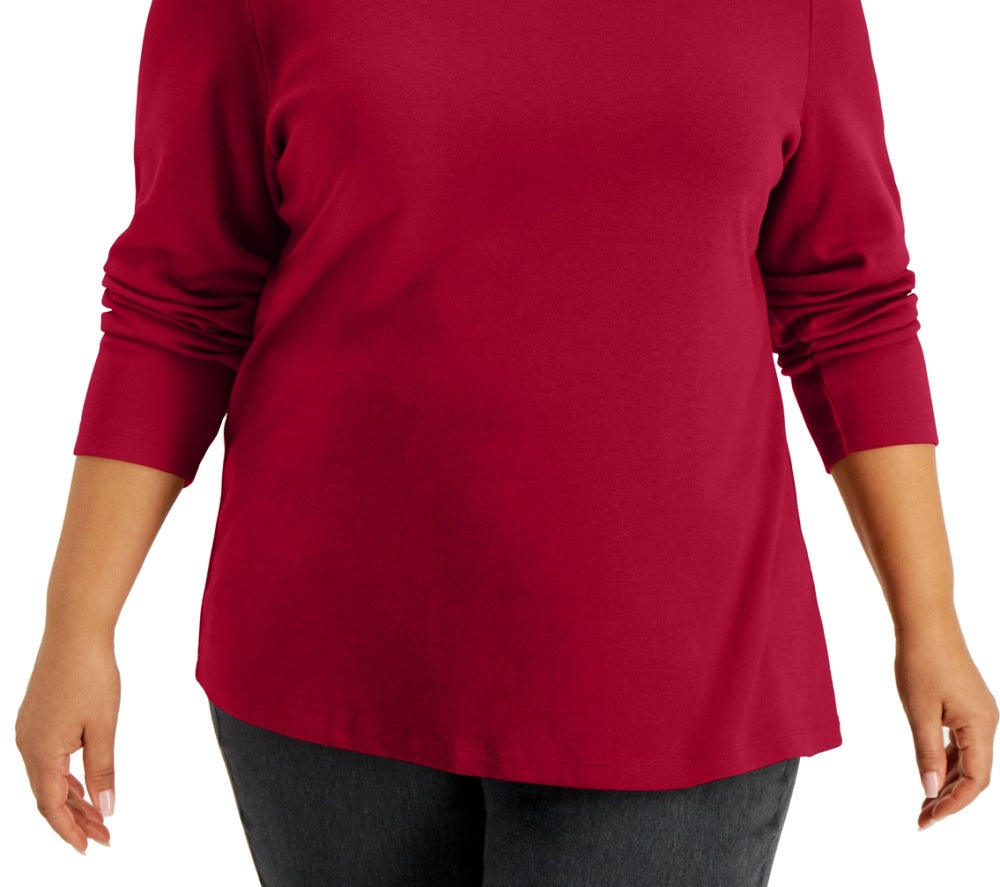 Karen Scott Women's Mock Neck Top Red Size 2X