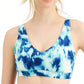 ID Ideology Women's Printed Strappy Low Impact Sports Bra Blue Size Medium