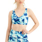 ID Ideology Women's Shades Printed Strappy Low Impact Sports Bra Blue Size Large