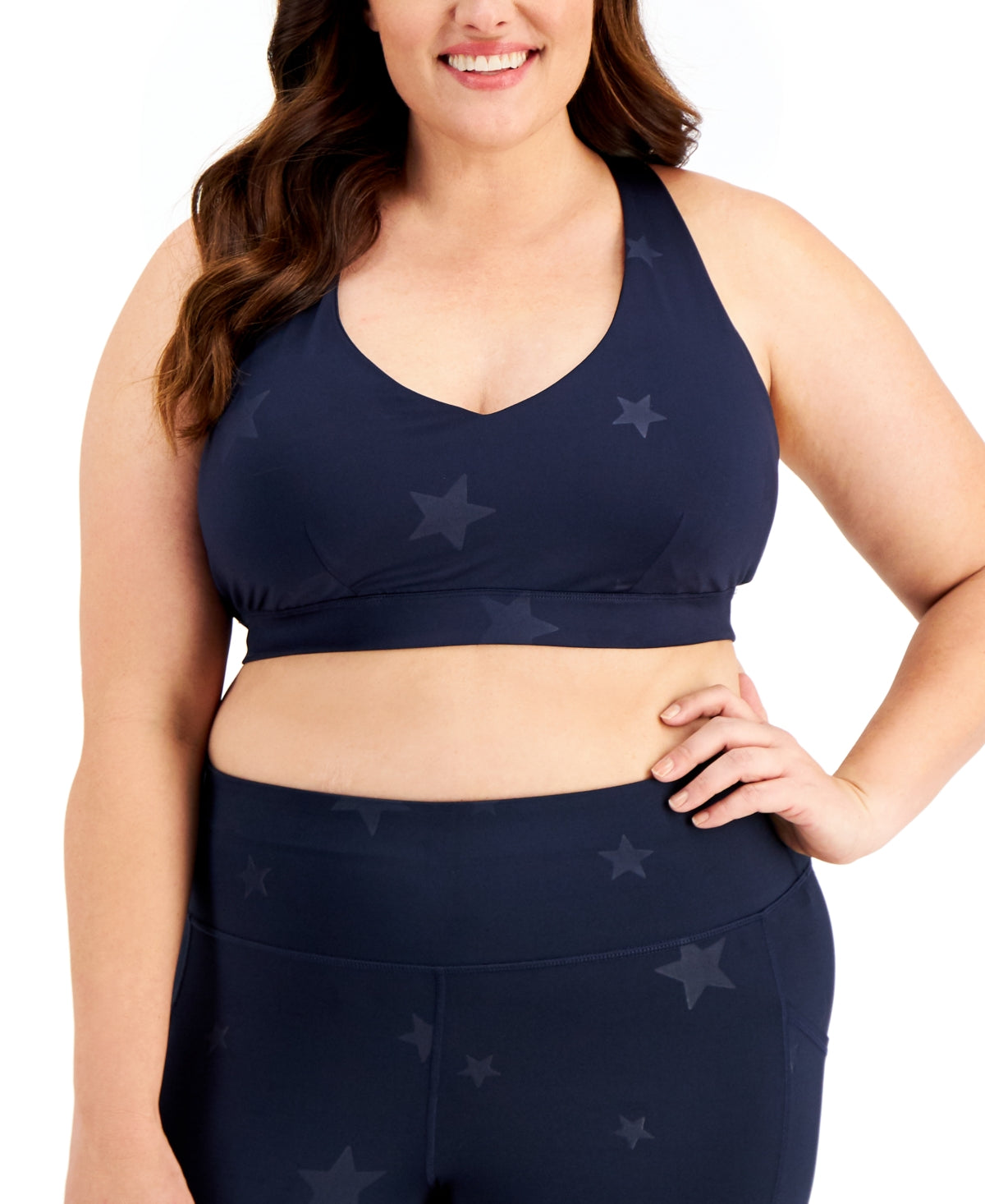 ID Ideology Women's Star Low Impact Sports Bra Blue Size 1X