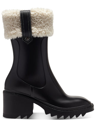 INC International Concepts Women's Eddiie 2 Faux Shearling Mid Calf Rain Boots Black Size 9