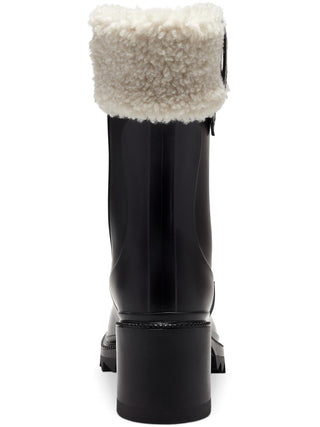 INC International Concepts Women's Eddiie 2 Faux Shearling Mid Calf Rain Boots Black Size 9