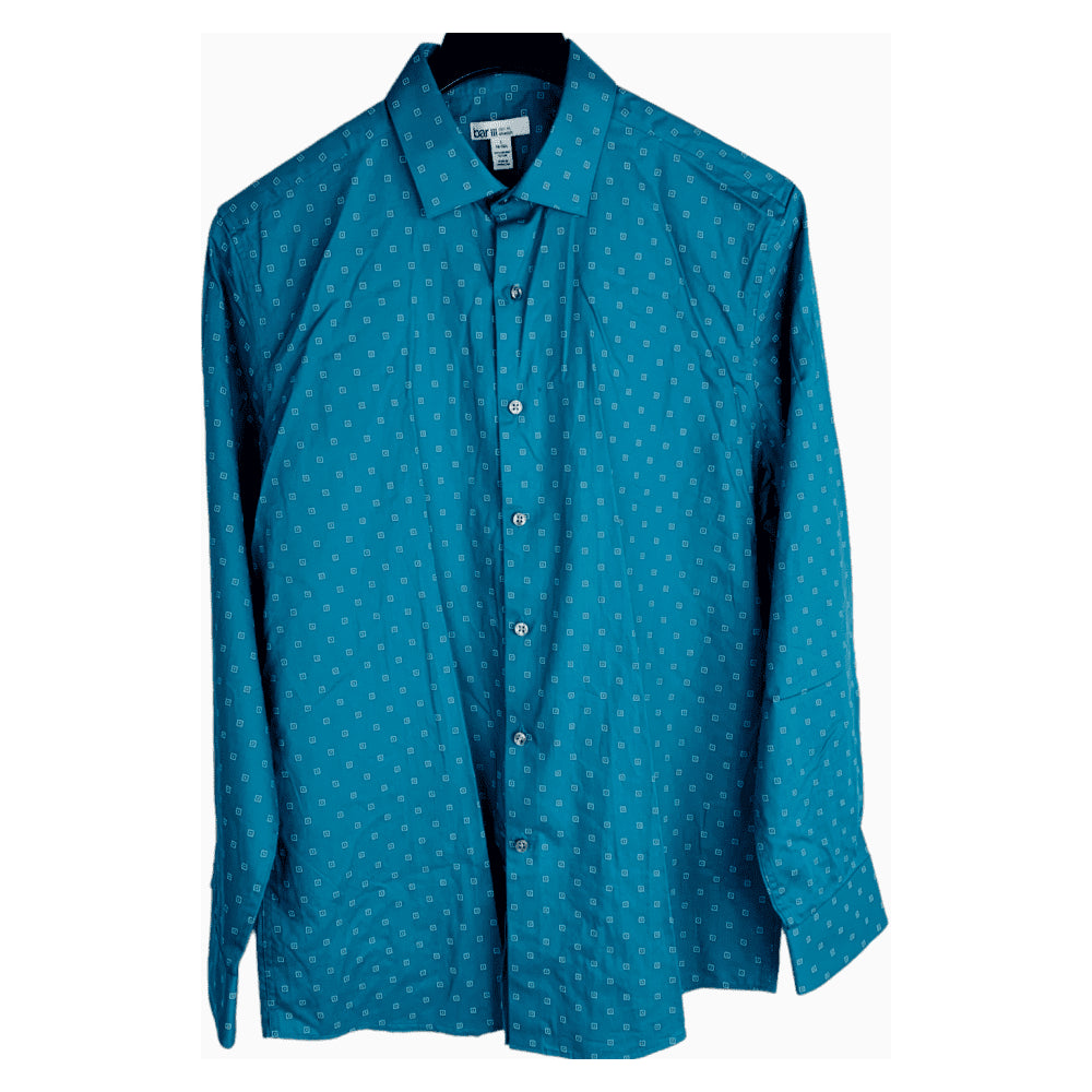 Bar III Men's Slim Fit Cotton Long Sleeve Stretch Shirt Blue Size X-Large
