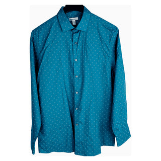 Bar III Men's Slim Fit Cotton Long Sleeve Stretch Shirt Blue Size X-Large