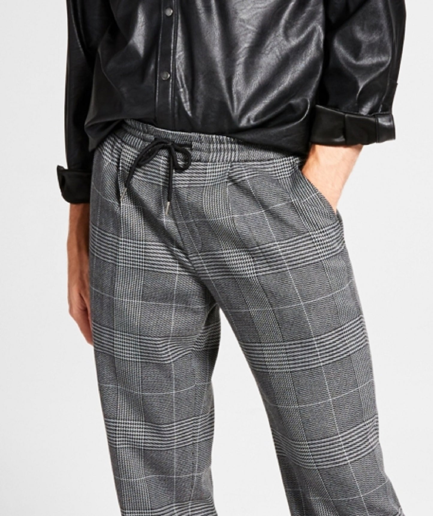 INC International Concepts Men's Glen Plaid Pants Gray Size Medium