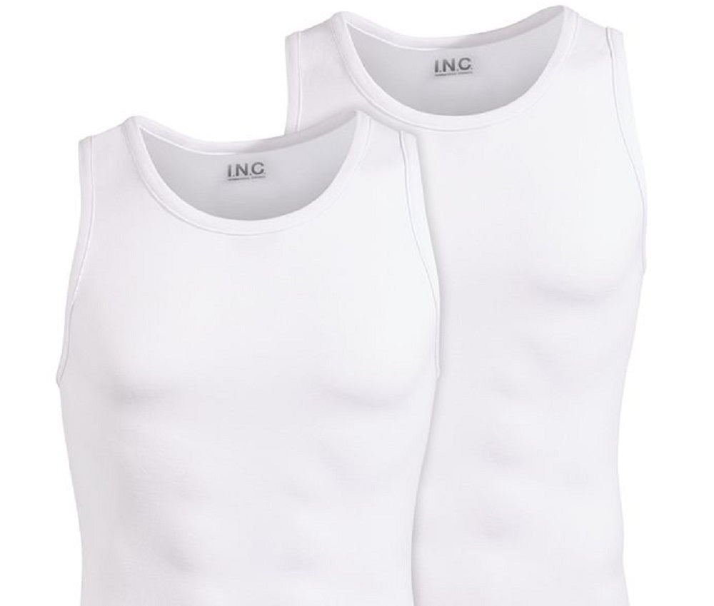 INC International Concepts Men's 2 Pk Solid Tanks White Size X-Large