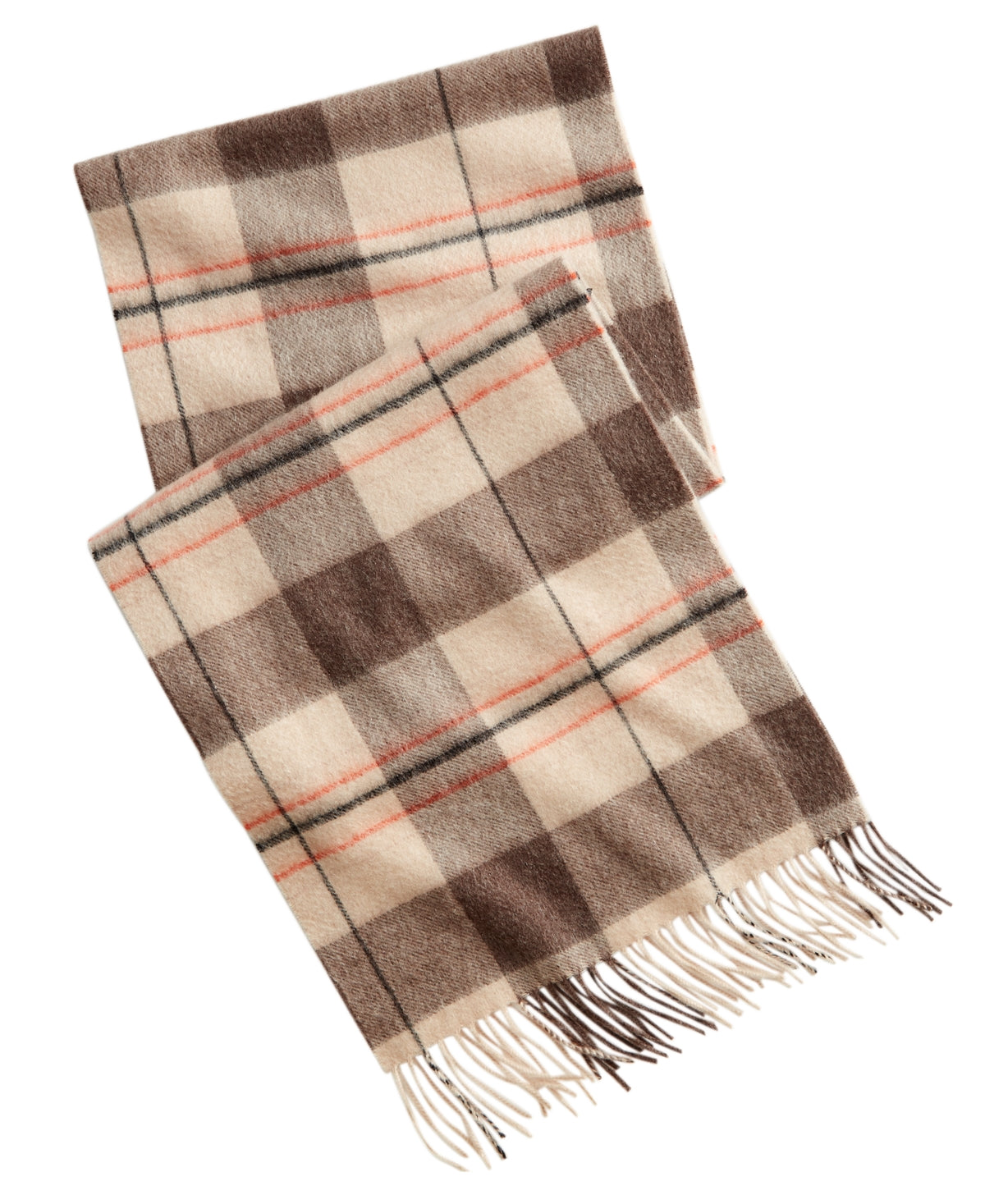 Club Room Men's Plaid Cashmere Scarf Beige Size Regular