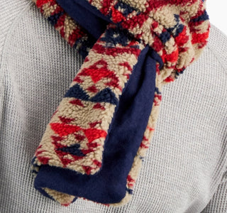 Sun + Stone Men's Geometric Fleece Scarf  Red Size Regular