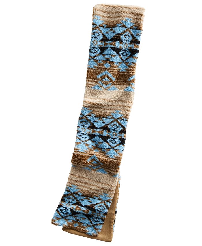 Sun + Stone Men's Geometric Fleece Scarf  Blue Size Regular