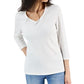 Karen Scott Women's V Neck 3/4 Sleeve Top White Size X-Large