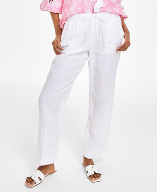 Charter Club Women's Linen Drawstring Pants White Size XX-Large