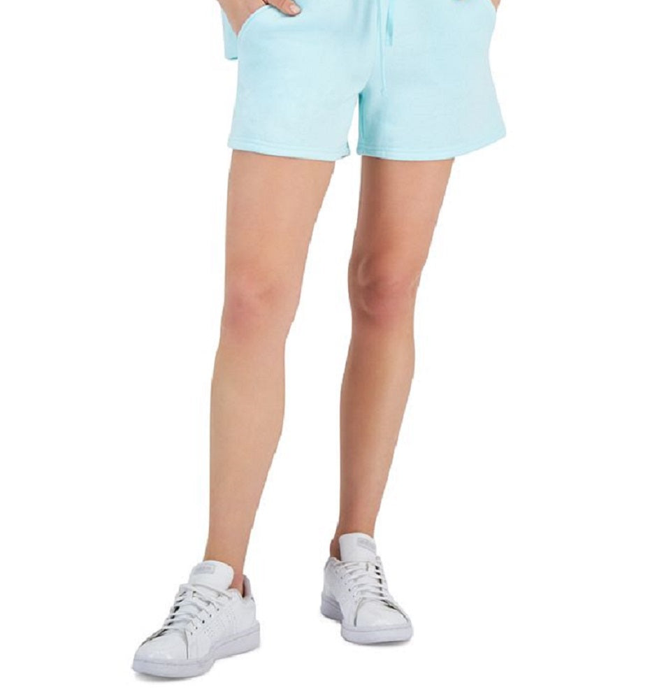 ID Ideology Women's Drawstring Fleece Shorts Blue Size Large