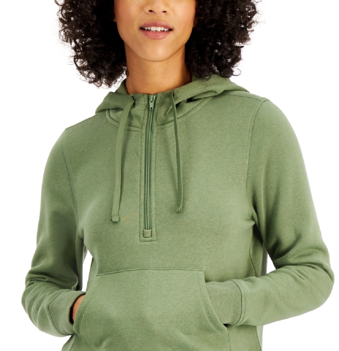 ID Ideology Women's Half Zip Hoodie Green Size X-Small
