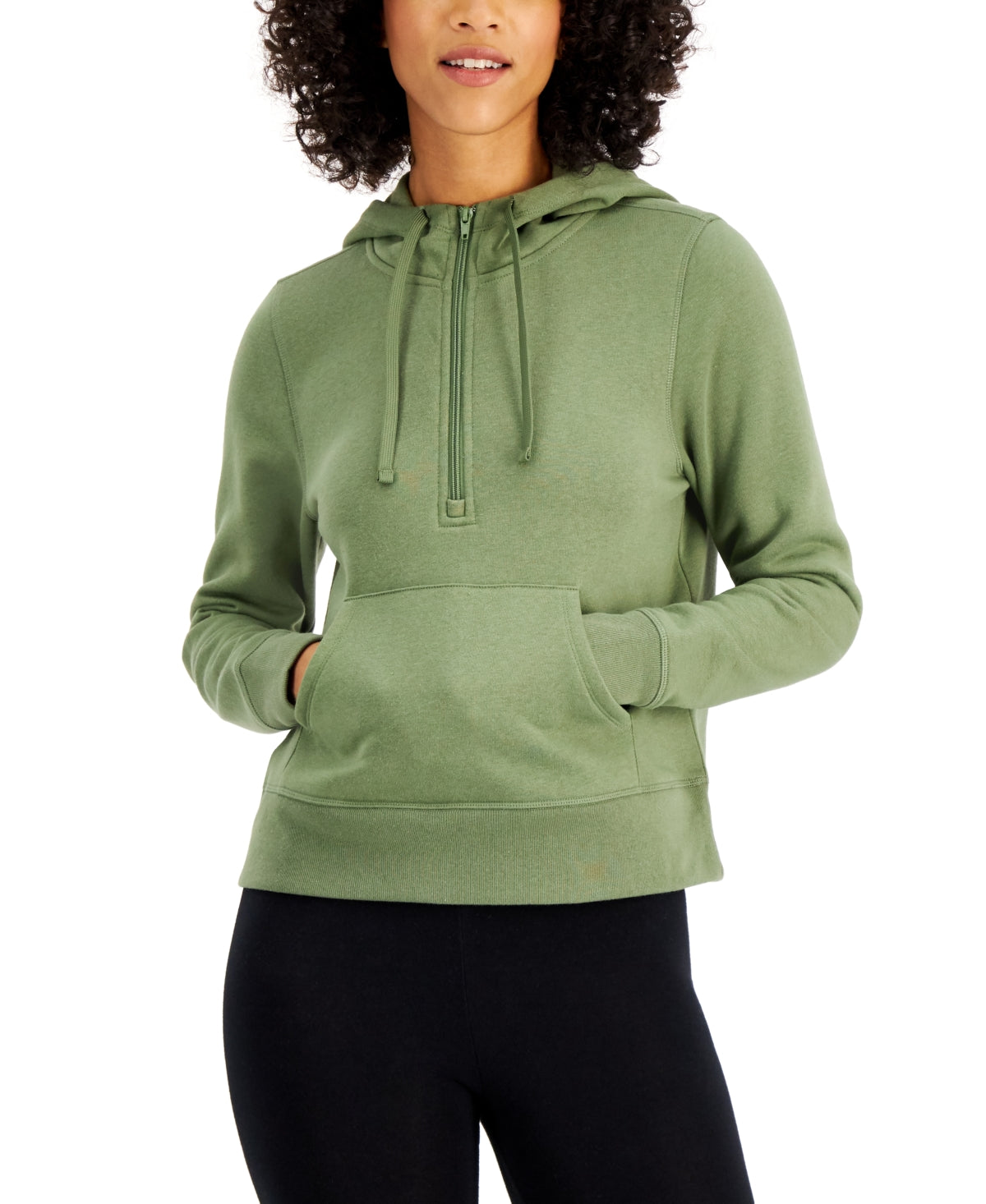 ID Ideology Women's Half Zip Hoodie Green Size X-Small