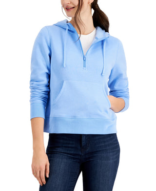 ID Ideology Women's Half Zip Hoodie Blue Size Medium