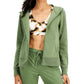 ID Ideology Women's Zip Front Fleece Hoodie Green Size Medium