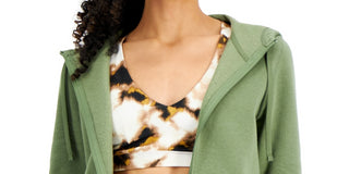 ID Ideology Women's Zip Front Fleece Hoodie Green Size Medium