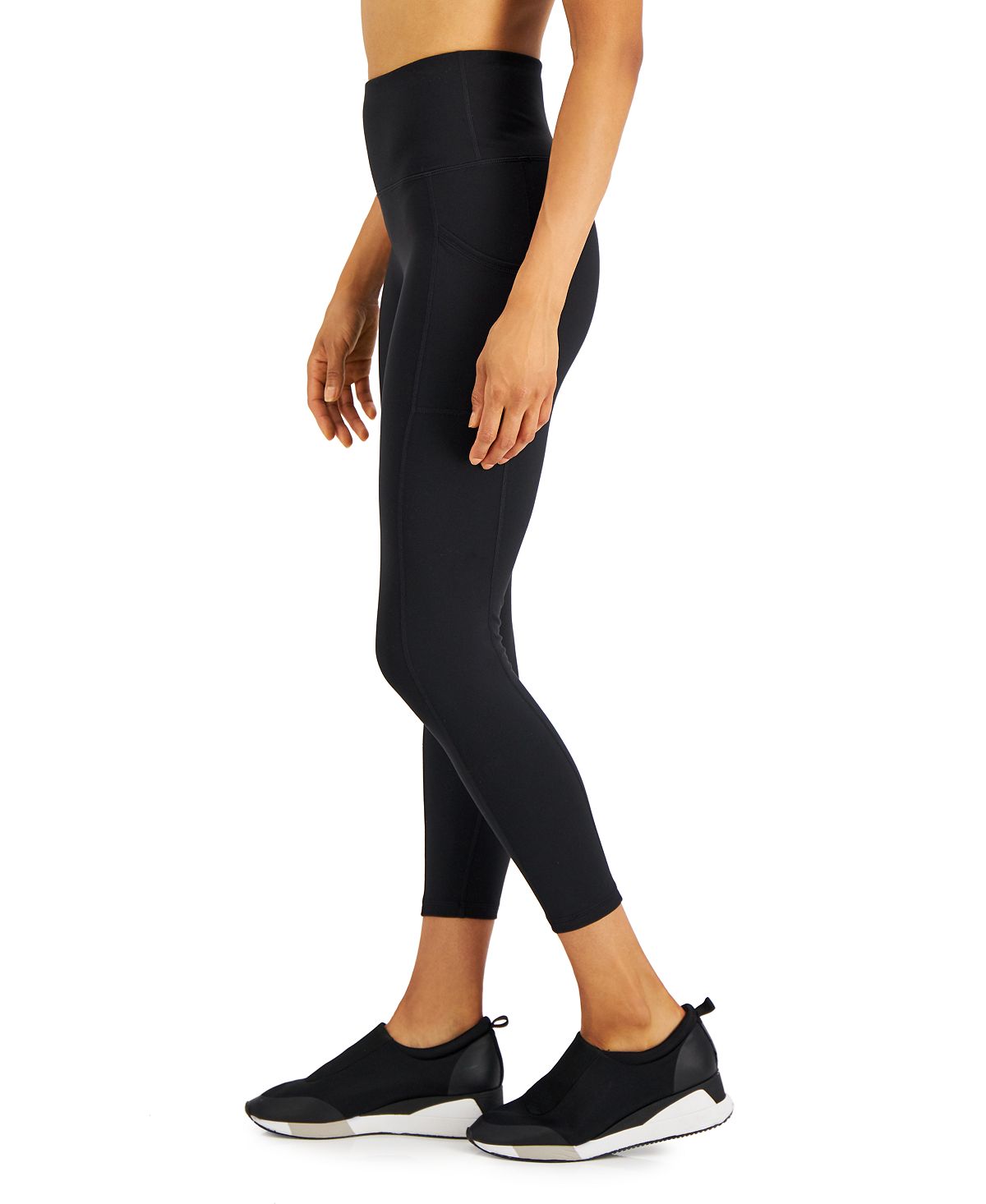 ID Ideology Women's Soft Side Pocket 7/8 Leggings Black Size Medium