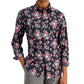 Bar III Men's Slim Fit Performance Stretch Floral Print Dress Shirt Red Size Small
