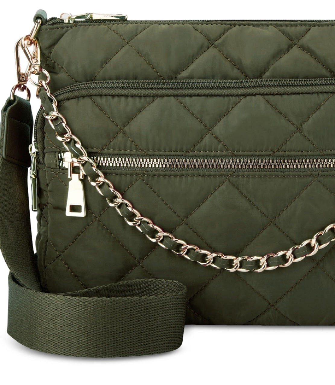 INC International Concepts Women's Margeauxx Quilted Crossbody Green Size Regular
