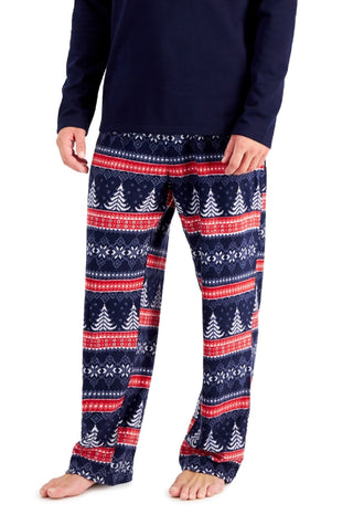 Club Room Men's Fleece Shirt & Pajama Pants Set Blue Size X-Large