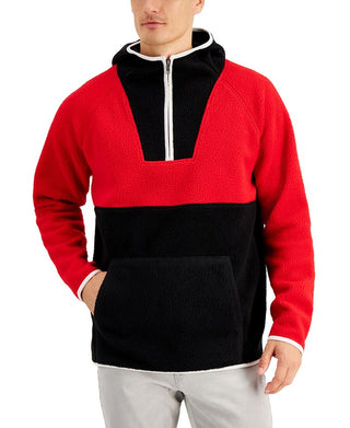 Club Room Men's Colorblocked Anorak Sweater Red Size Small