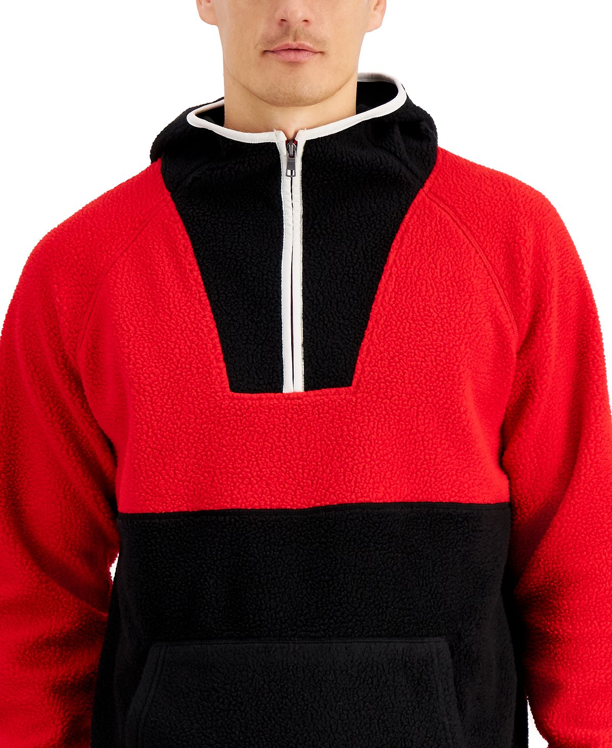 Club Room Men's Colorblocked Anorak Sweater Red Size Small