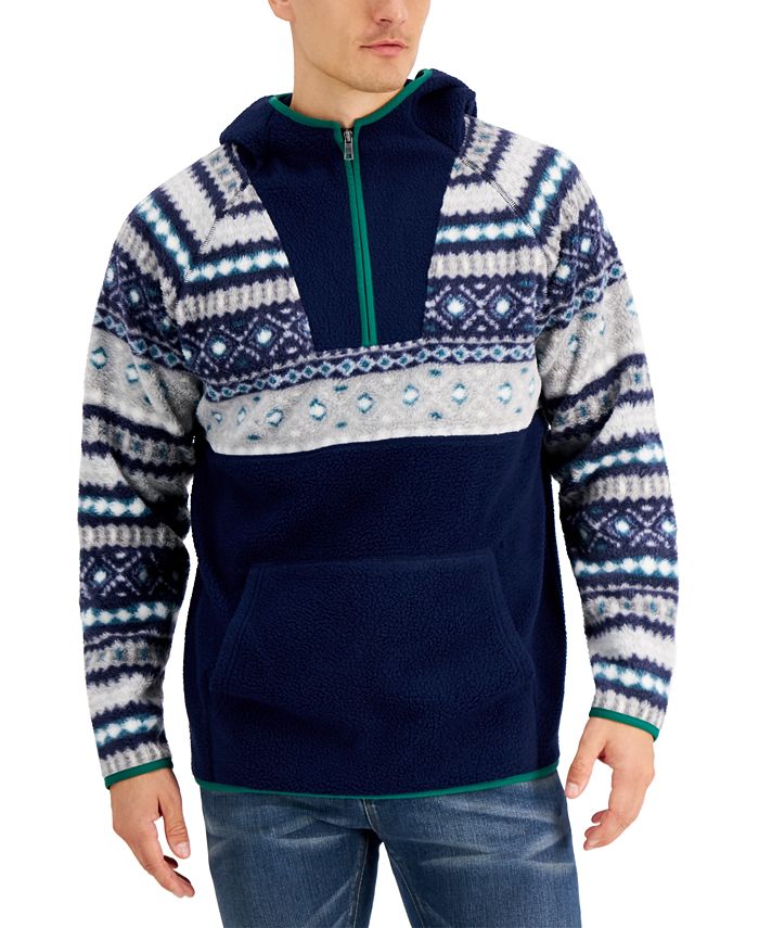 Club Room Men's Sherpa Fleece Anorak Pullover Gray Size Large