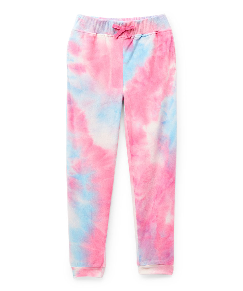 AQUA Women's Tie Dye Velour Joggers Pink Size Large