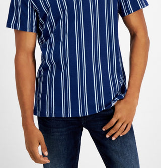 INC International Concepts Men's Striped Crewneck T-Shirt Blue Size Large