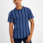 INC International Concepts Men's Striped Crewneck T-Shirt Blue Size Large
