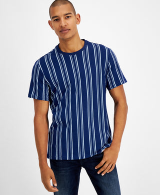 INC International Concepts Men's Striped Crewneck T-Shirt Blue Size Large