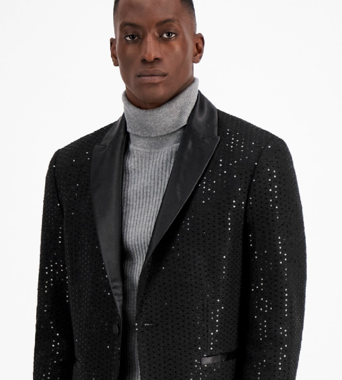 INC International Concepts Men's Slim Fit Sequin Sport Coat Black Size Medium