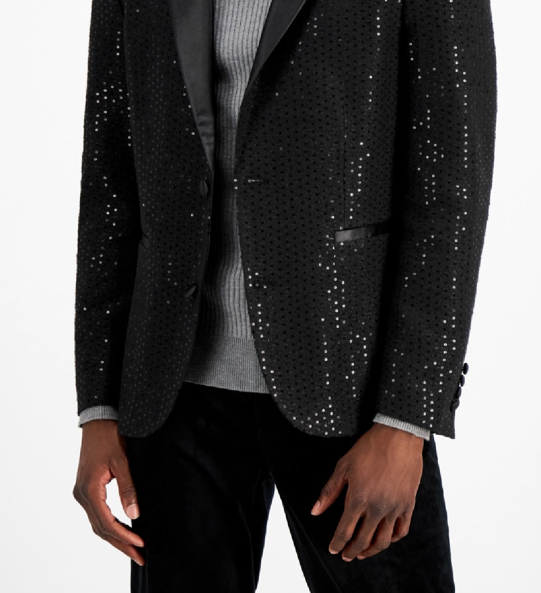 INC International Concepts Men's Slim Fit Sequin Sport Coat Black Size Medium