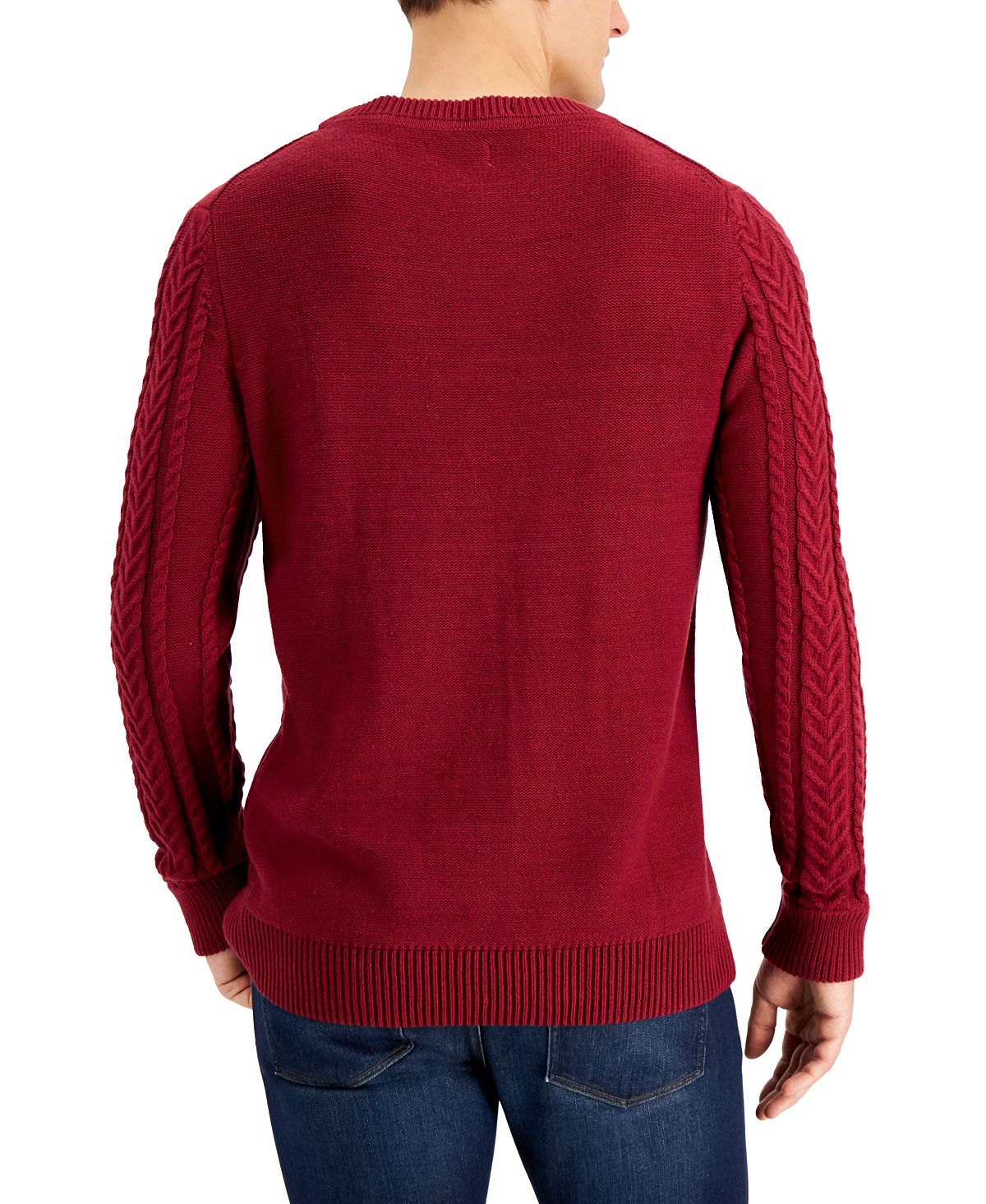 Club Room Men's Cable Knit Elk Sweater Red Size XX-Large