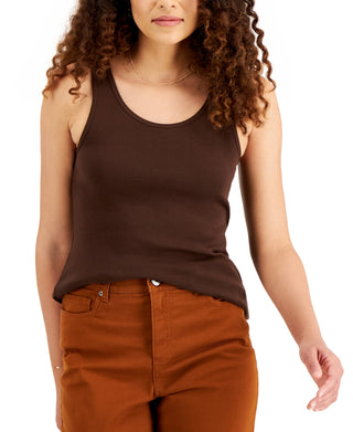 Style & Co Women's Cotton Tank Top Brown Size XX-Large
