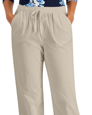 Karen Scott Women's Daphne Drawstring Pants Brown Size Medium