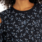 INC International Concepts Women's Printed Cold Shoulder Sweater Black Size XL