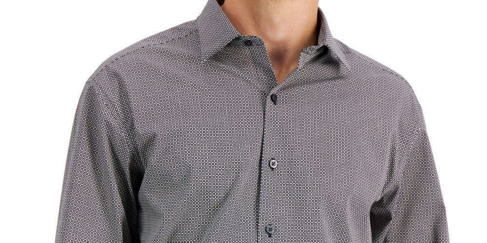 Alfani Men's Regular Fit 2 Way Stretch Dress Shirt Black Size 17X34X35