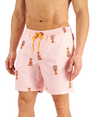 Club Room Men's Lobster 7 Swim Trunks Pink Size Medium