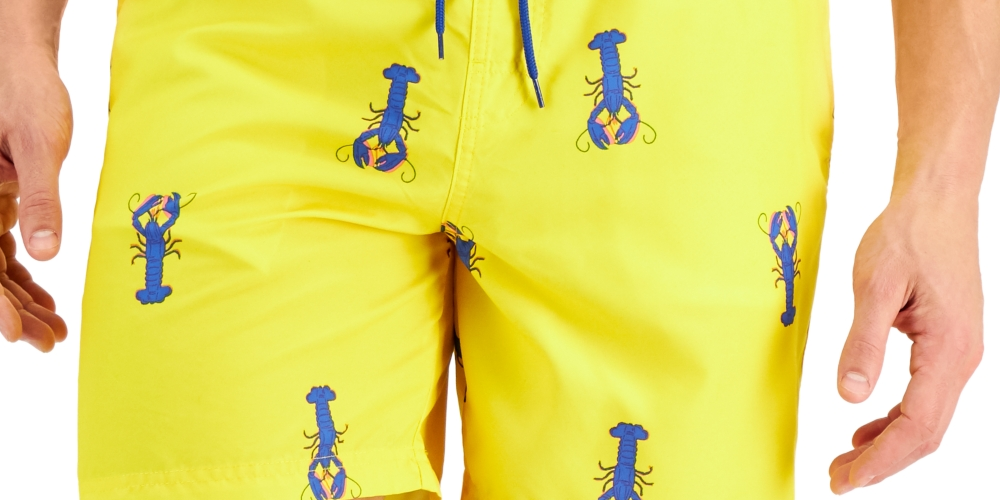 Club Room Men's Lobster 7 Swim Trunks Yellow Size Small