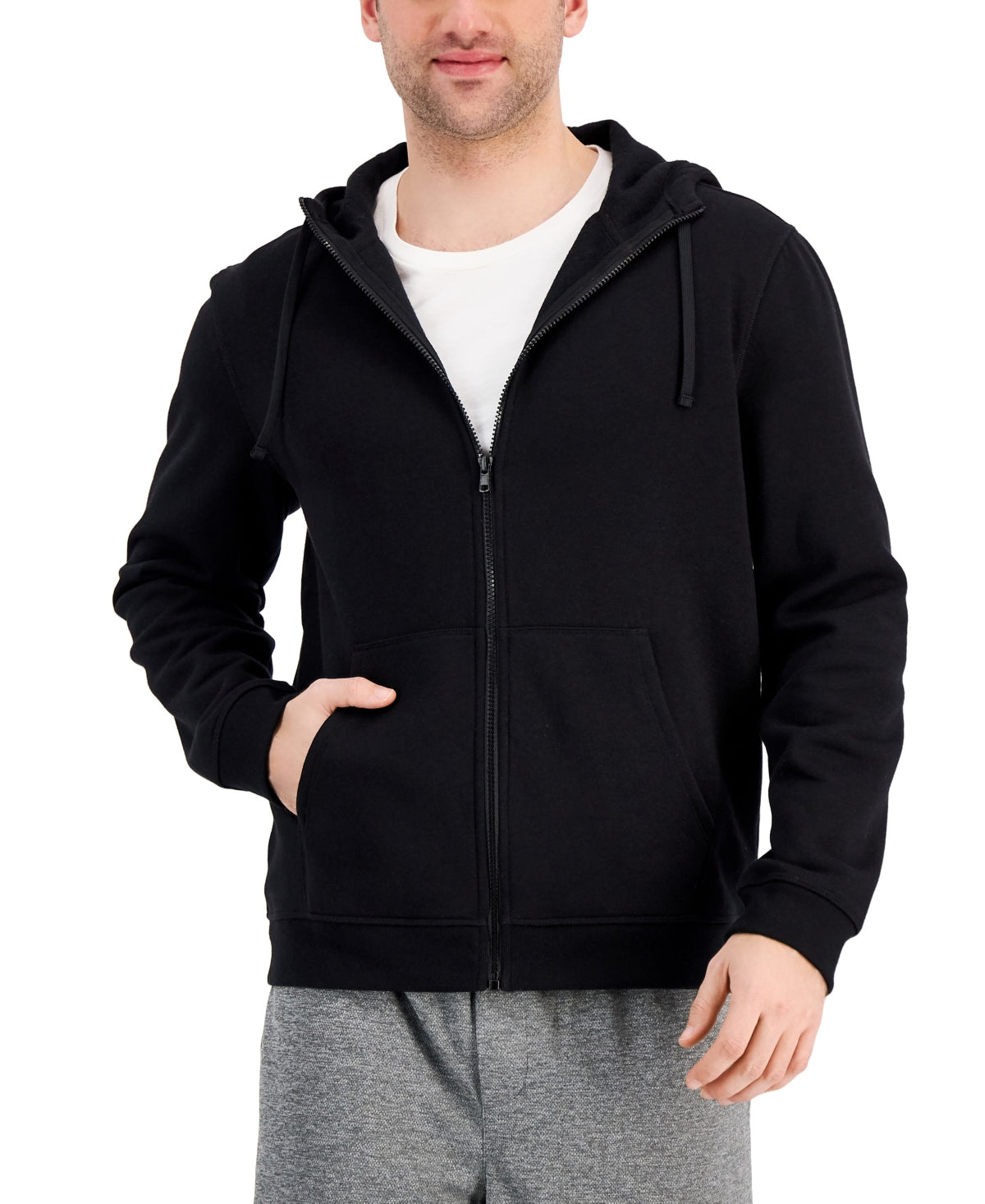 ID Ideology Men's Regular Fit Solid Full Zip Hoodie Black Size Small